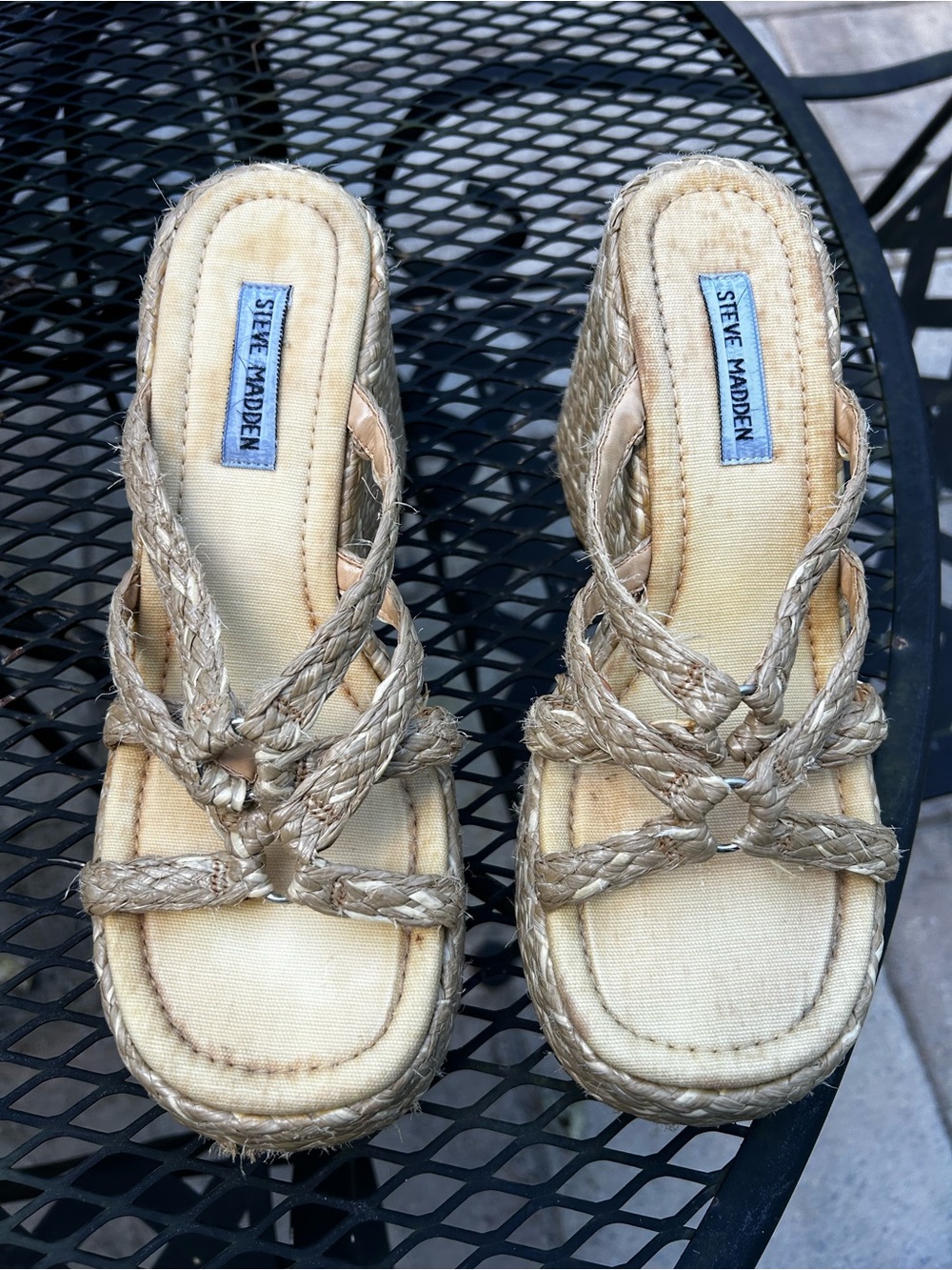 Steve Madden Natural Braided Espadrille Wedge Sandals